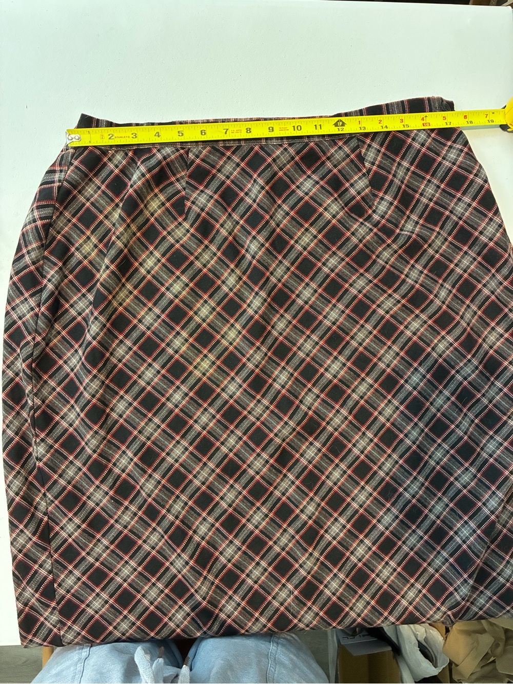 Vintage White Stag Plaid Maxi Skirt in Black Red & Gray grunge size 16w - Picture 6 of 7